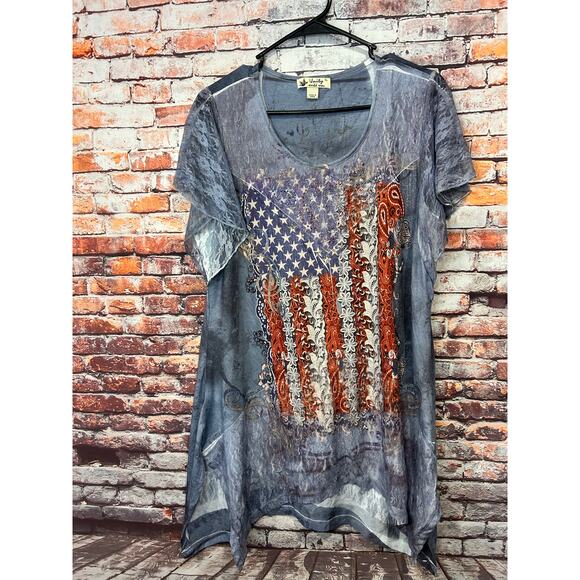 Unity world wear flag lace dress short sleeve women's size XL - Picture 1 of 6